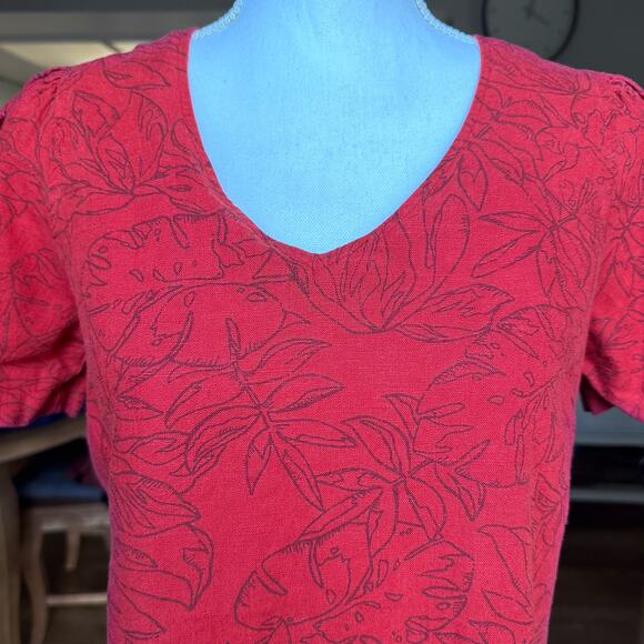 Nicole Miller Original Red Linen Blend Tropical Dress Size Medium - Picture 3 of 9
